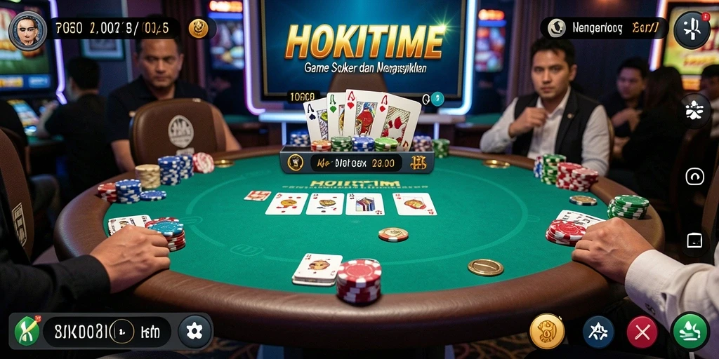 Tampilan menarik dari gameplay HOKITIME dengan suasana Poker yang seru.
