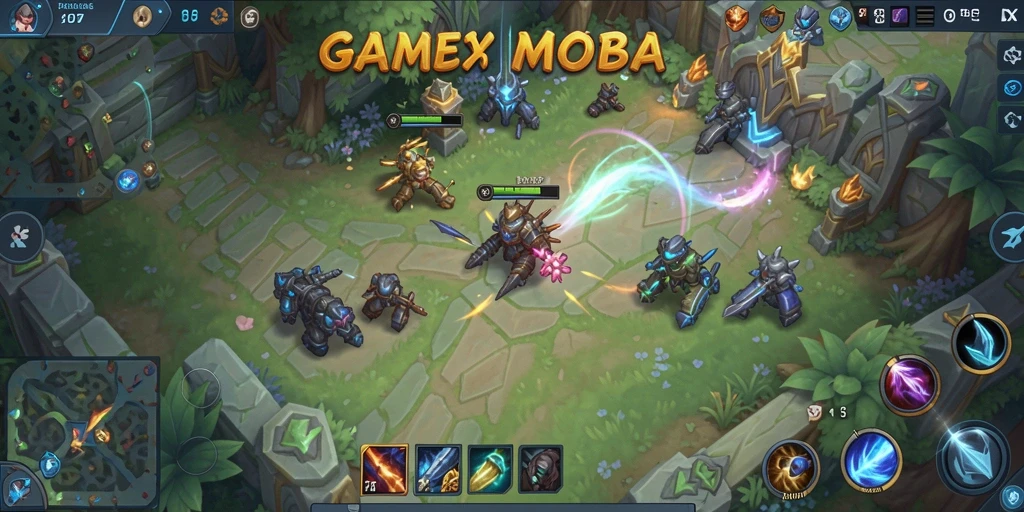 Tampilan seru dari pertempuran dalam PRG007 yang menampilkan aksi MOBA.