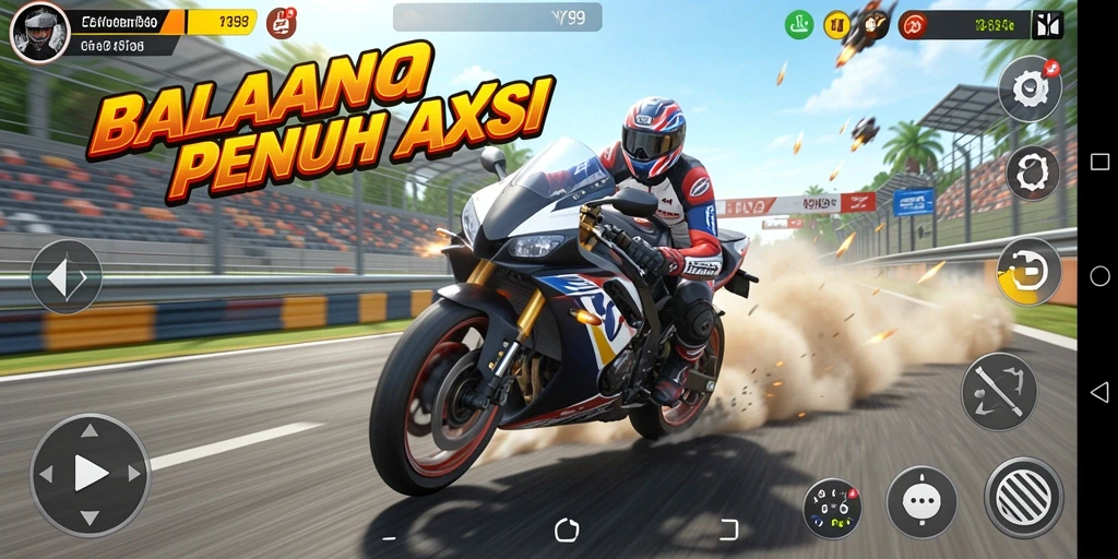 Tangkapan layar menunjukkan momen seru balapan motor di Y89.
